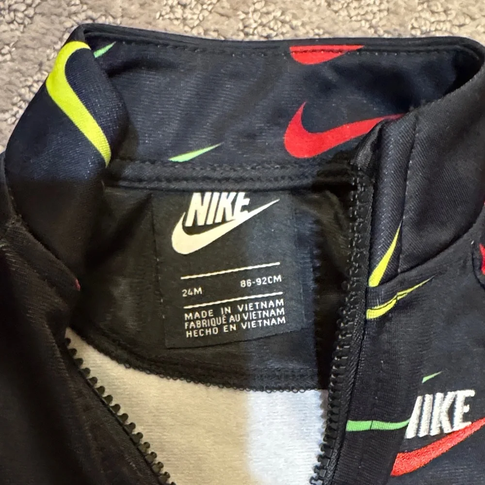 Nike Black Kids' Track Set with Red, Yellow & Green Swooshes - Picture 2 of 3